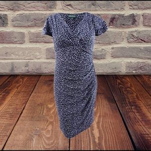 NWT LAUREN RALPH LAUREN sheath dress floral navy blue 4